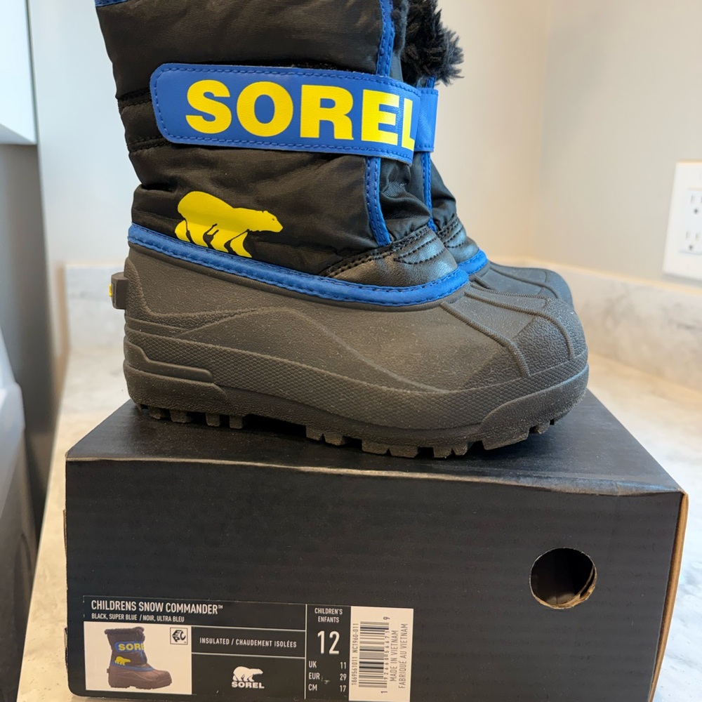 Sorel Kids' Snow Commander Boots Black and Blue